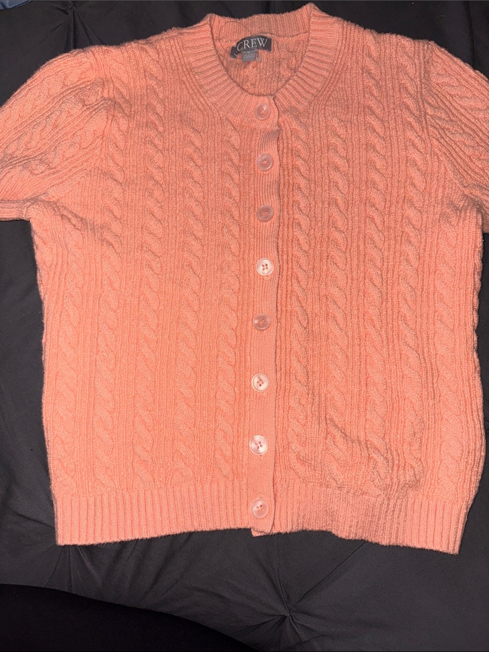J. Crew Coral Cable-Knit Button Cardigan Short Sleeve